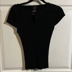 INC International Concepts Women's Black Ribbed top